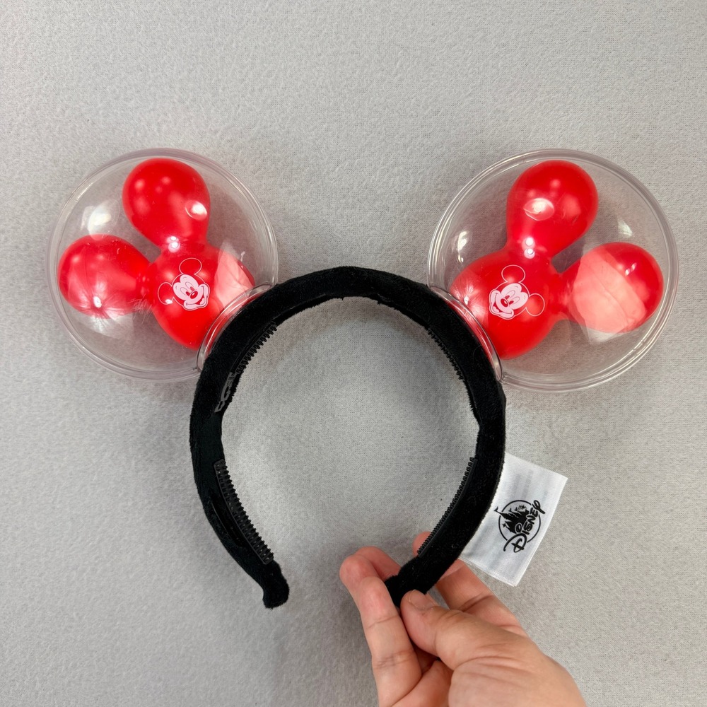 Disney Parks Mickey Mouse Red Balloon Lights Ear Headband Best Day Ever Velvet